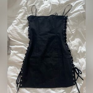 NEW!! Strapless Black denim lace up dress